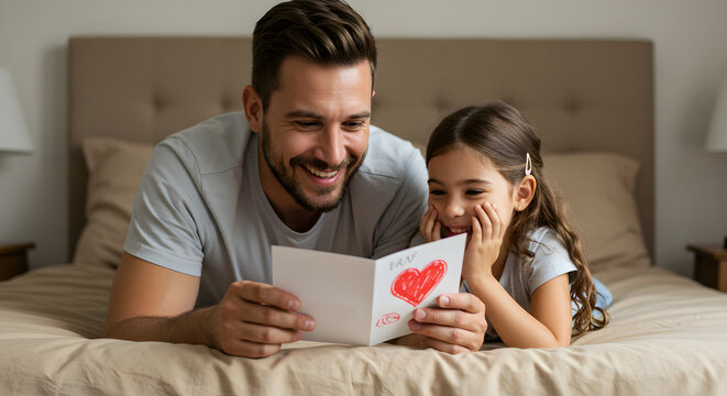 Happy Fathers Day Dad Daughter Love Family Bonding Card Present Gift Child - Powered by Adobe