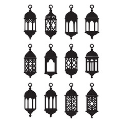 Elegant Silhouette Lantern Collection A Variety of Ornate and Simple Designs for Ramadan or Arabian Nights Themes