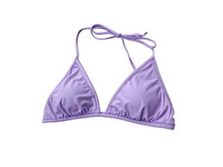 Lavender colour bikinis bra isolated on transparent background.Modern fashion cloths for ladies.