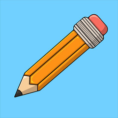 Cartoon Yellow Pencil Vector &ndash; Stationery Icon Illustration