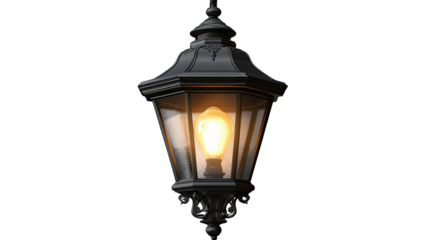 Vintage Old Street Lamp Isolated on White Background
