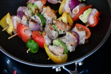 Grilled Chicken Skewer with Vegetables,
