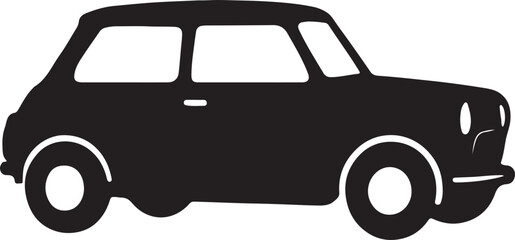 Retro Mini Cooper Car Silhouette – Iconic British Vehicle Design