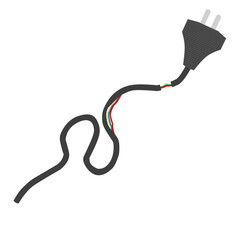 Illustration of a broken cable. Illustration of a broken electrical cable. Illustration of a dangerous electrical cable