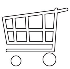 Cute cartoon hand drawn vector Shopping Cart Icon outline.