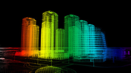 Futuristic Future-City Skyscraper Urban BIM Plan Featuring Next‑Generation City Layout, Tower Clusters, Infrastructure Network and Visionary Metropolis Skyline