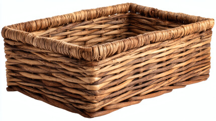 Wicker basket, sharp edges and texture preserved, isolated on transparent background 