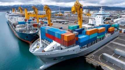 Exploring global trade logistics aerial overview of supply chain operations worldwide infographic urban environment bird's eye view trade insights