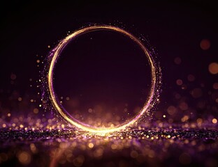 Golden ring of light on a purple background