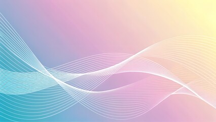 Soft pastel gradient background with flowing white abstract lines and waves