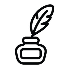 Classic quill pen and inkwell icon representing writing literature and historical communication