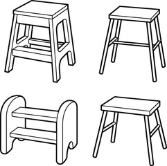 Collection of various stool designs, modern and functional seating solutions, perfect for home and office use, stylish and practical furniture