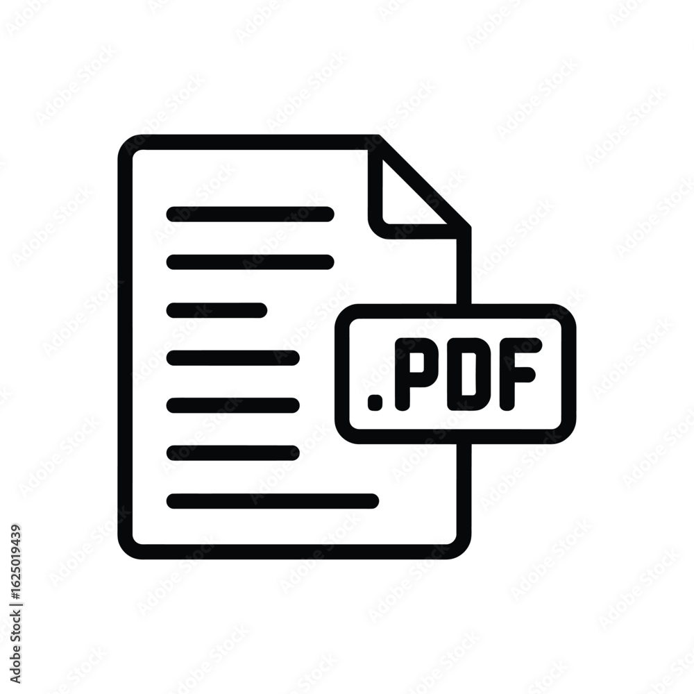 Aufkleber simple outline icon of a document with a pdf file extension label