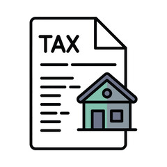 Real estate tax document with house icon illustrating property taxes