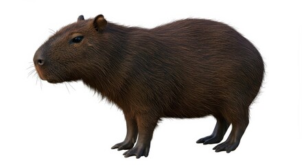 Capybara profile view against white background