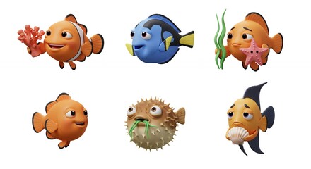 Collection of cartoon fish illustration