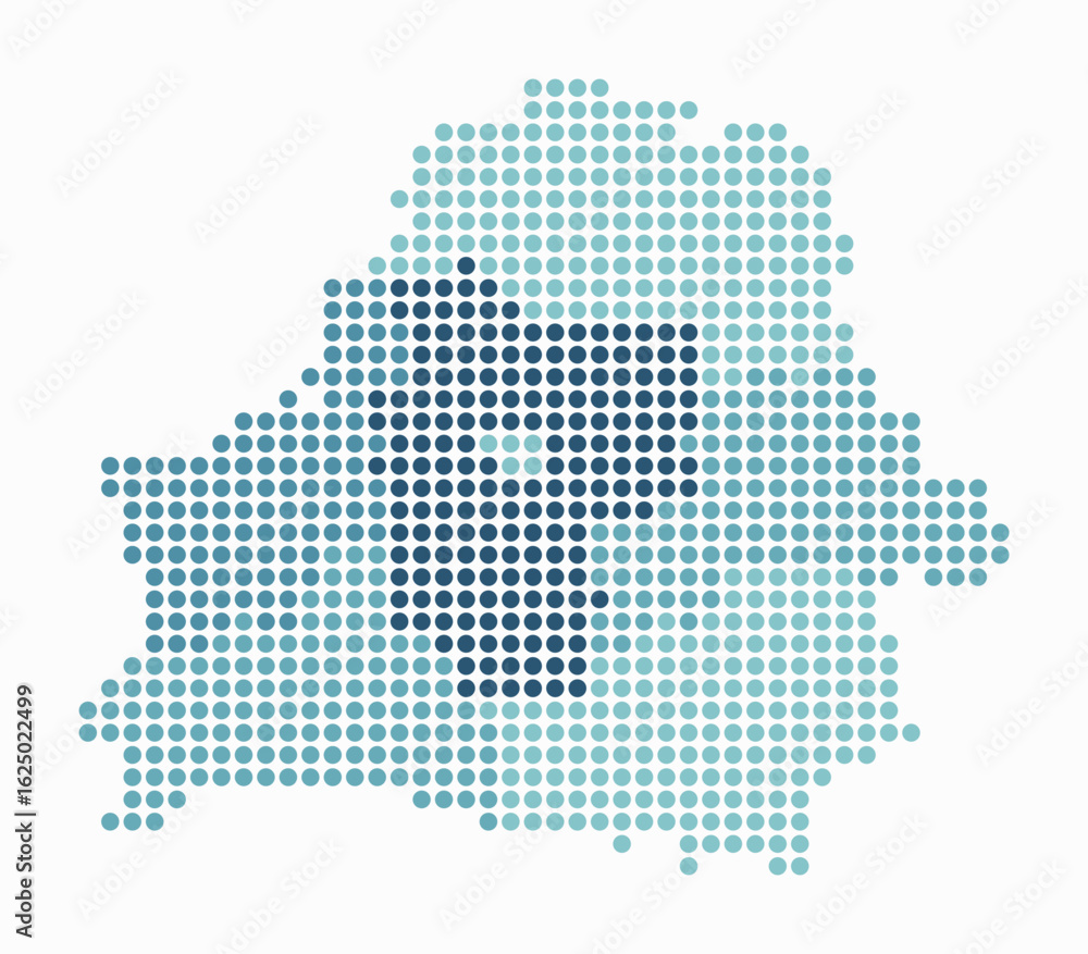 Poster belarus dotted map. digital style map of the country on white background. belarus shape with circle 