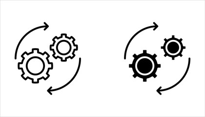 Workflow icon set, Technology development icon, innovation concept, system integration, software business, technical support, smart solution, vector illustration on white background.