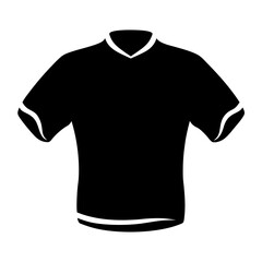 Stylized black tshirt illustration with short sleeves and white accents