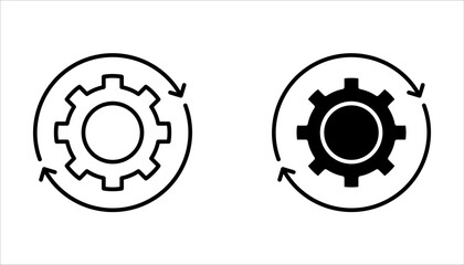 Workflow icon set, Technology development icon, innovation concept, system integration, software business, technical support, smart solution, vector illustration on white background.