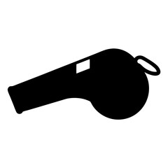 A black and white silhouette of a whistle used in sports