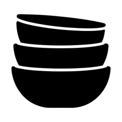 Three bowls stacked on top of each other, monochrome simplicity, isolated design