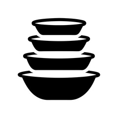 Stack of Four Black and White Mixing Bowls of Decreasing Sizes