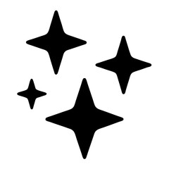 A group of sparkles or stars in solid black on white backdrop