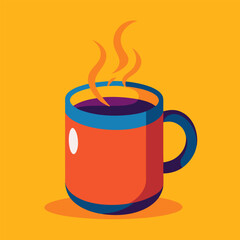  a hot coffee in a colorful mug placed on a table
