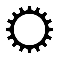 Isolated black gear wheel illustration on white background symbolizing mechanism