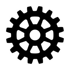 Black Gear with twelve teeth and a cutout center, isolated on white