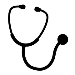 Simple black outline medical stethoscope for diagnosis and patient examination