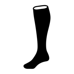 Black silhouette of a knee high sock isolated on white background