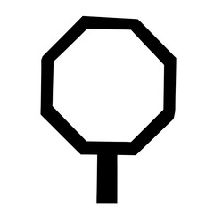 Stylized stop sign symbol in black outline isolated on a white background
