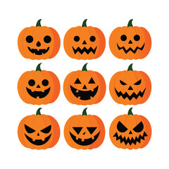 Spooky Halloween Jack-o-Lantern Pumpkin Vector Illustration Design
