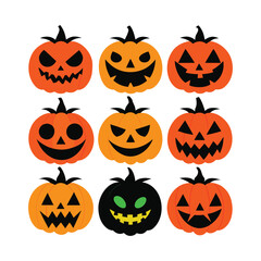 Spooky Halloween Jack-o-Lantern Pumpkin Vector Illustration Design
