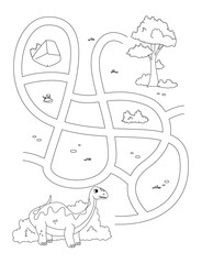 Brontosaurus Maze Puzzle Activity for Kids