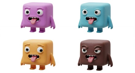 Obraz premium Four colorful cartoon square figures