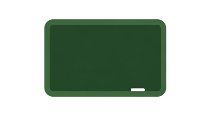 A green chalkboard with a rounded frame and a small piece of chalk on the bottom right corner