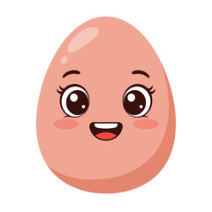 Fototapeta premium Vector art of a cute and happy cartoon egg character with big eyes and a wide smile, isolated on a white background
