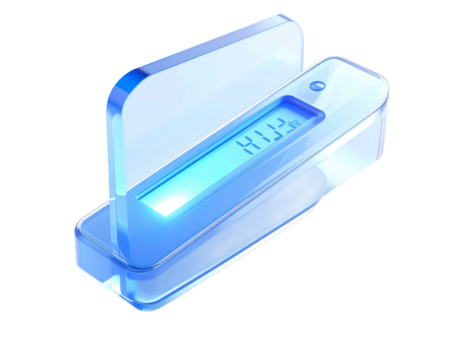 Glowing Blue Digital Device With Transparent Casing on a Black Background - Powered by Adobe
