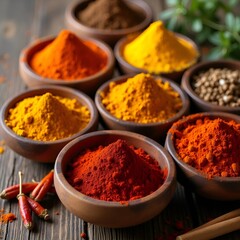 Colorful Spices and Peppers, a Culinary Composition