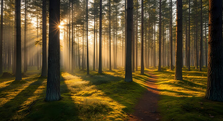 Obraz premium sunlight through the forest