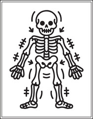 Fototapeta premium Human anatomy joints vector outline illustration for medical educational coloring book design kids and adults