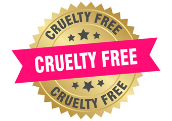 Obraz premium cruelty free. cruelty free round pink and gold label isolated on transparent background