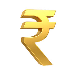 Fototapeta premium Golden Metallic Indian Rupee Currency Symbol Isolated on Transparent Background