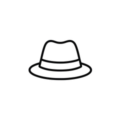 Vector art of elegant fedora hat with brim isolated on white background in line art