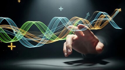 Analyzing data with abstract financial growth visualization. - Powered by Adobe