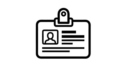 Minimalist Vector SVG Icon of ID Badge with Photo and Text in Flat Style for Web and App Design