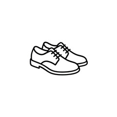 Vector art of pair of leather shoes isolated on white background in line drawing style